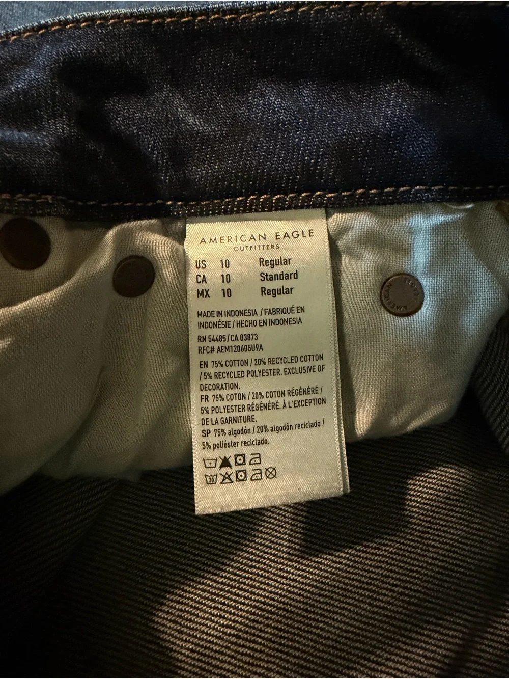 American Eagle Outfitters Curvy Dreamy Drape Baggy Wide Leg Jeans - Dark Blue - Picture 5 of 6